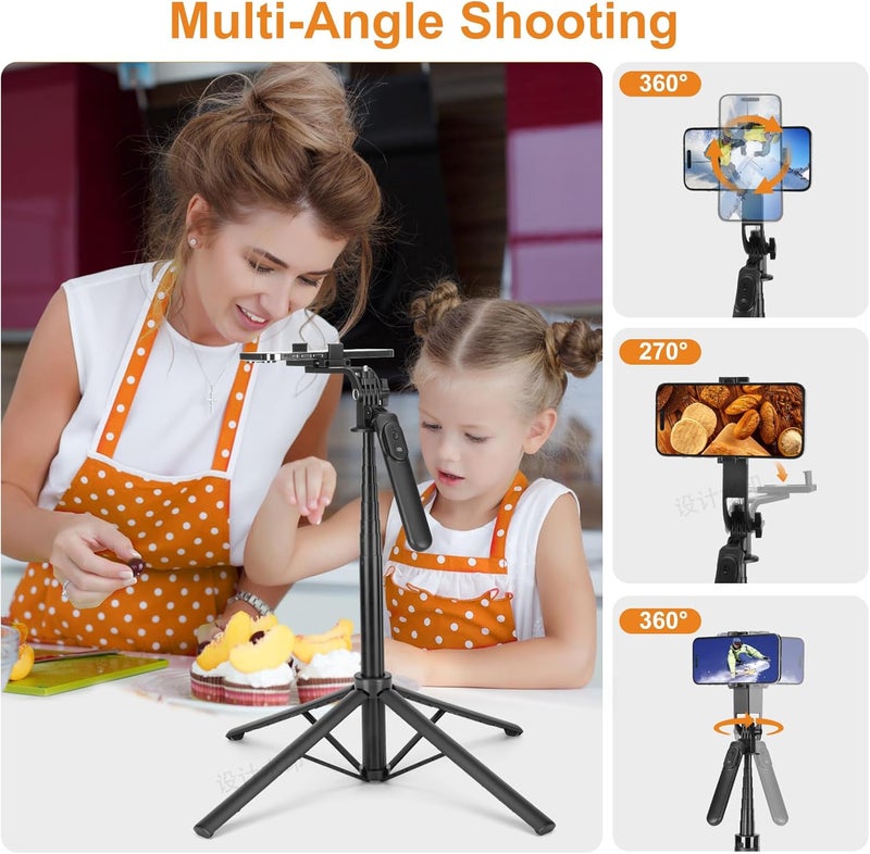 YUANRAN 70inch Selfie Stick Phone Tripod with Rechargeable Remote,Portable Extendable 3 in 1 Cell Phone Tripod Stand for Video Recording,Travel Selfie Stick for iPhone and Android - Image 4